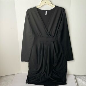 POSESHE Women's  Size 2 XL Dress Deep V Neck Sexy Body Wrap Casual  Black